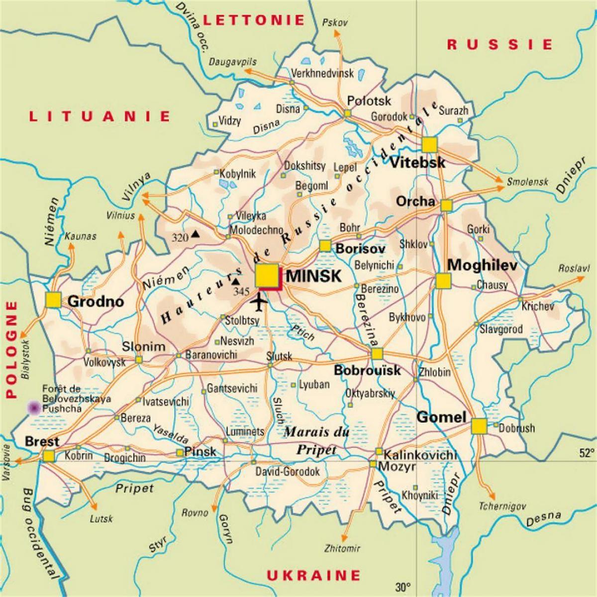 Mappa della Bielorussia città